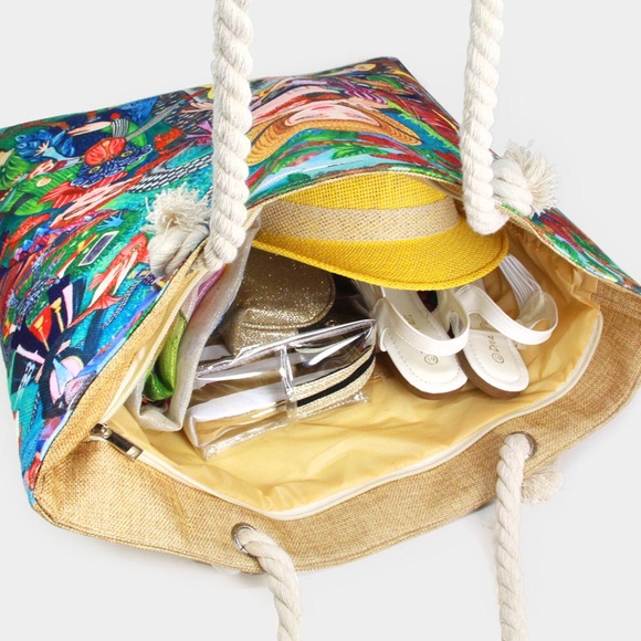 PAINTING PRINT BEACH TOTE BAG - Picture 2 of 5